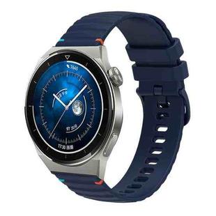 For Huawei Watch GT 3 Pro 46mm Wavy Dotted Stitched 22mm Silicone Watch Band(Navy Blue)