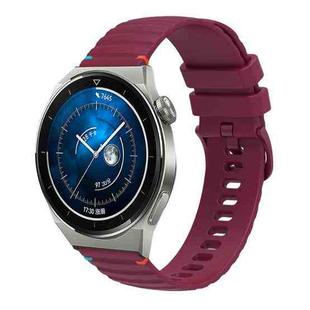 For Huawei Watch GT 3 Pro 46mm Wavy Dotted Stitched 22mm Silicone Watch Band(Wine Red)