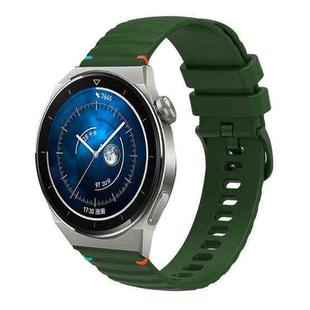 For Huawei Watch GT 3 Pro 46mm Wavy Dotted Stitched 22mm Silicone Watch Band(Army Green)