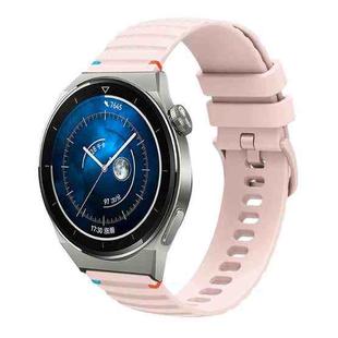 For Huawei Watch GT 3 Pro 46mm Wavy Dotted Stitched 22mm Silicone Watch Band(Rose Pink)