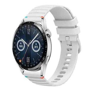 For Huawei Watch GT 3 46mm Wavy Dotted Stitched 22mm Silicone Watch Band(White)