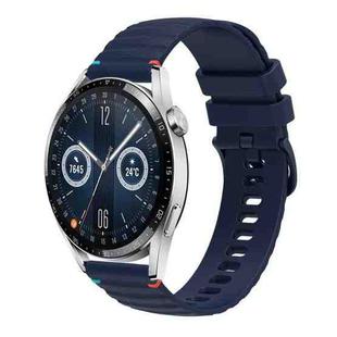 For Huawei Watch GT 3 46mm Wavy Dotted Stitched 22mm Silicone Watch Band(Navy Blue)