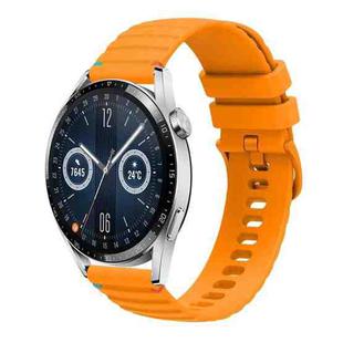 For Huawei Watch GT 3 46mm Wavy Dotted Stitched 22mm Silicone Watch Band(Amber Yellow)