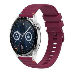 For Huawei Watch GT 3 46mm Wavy Dotted Stitched 22mm Silicone Watch Band(Wine Red)