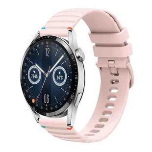 For Huawei Watch GT 3 46mm Wavy Dotted Stitched 22mm Silicone Watch Band(Rose Pink)