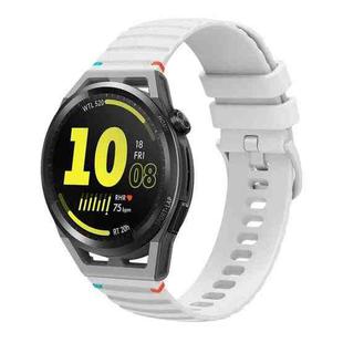 For Huawei Watch GT Runner Wavy Dotted Stitched 22mm Silicone Watch Band(White)