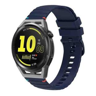 For Huawei Watch GT Runner Wavy Dotted Stitched 22mm Silicone Watch Band(Navy Blue)