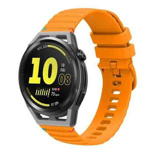 For Huawei Watch GT Runner Wavy Dotted Stitched 22mm Silicone Watch Band(Amber Yellow)