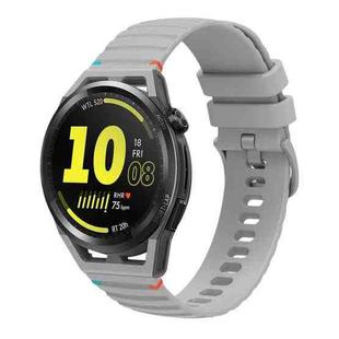 For Huawei Watch GT Runner Wavy Dotted Stitched 22mm Silicone Watch Band(Gray)