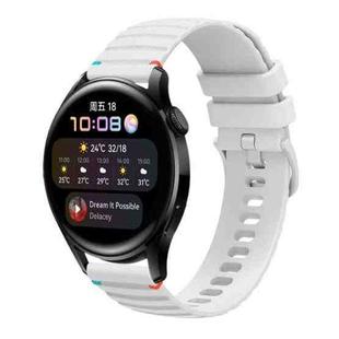 For Huawei Watch 3 Wavy Dotted Stitched 22mm Silicone Watch Band(White)