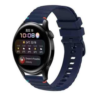 For Huawei Watch 3 Wavy Dotted Stitched 22mm Silicone Watch Band(Navy Blue)