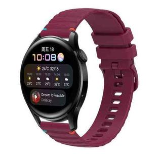 For Huawei Watch 3 Wavy Dotted Stitched 22mm Silicone Watch Band(Wine Red)