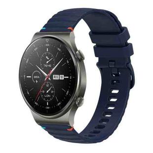 For Huawei Watch GT 2 Pro Wavy Dotted Stitched 22mm Silicone Watch Band(Navy Blue)