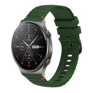 For Huawei Watch GT 2 Pro Wavy Dotted Stitched 22mm Silicone Watch Band(Army Green)