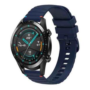 For Huawei Watch GT 2 46mm Wavy Dotted Stitched 22mm Silicone Watch Band(Navy Blue)