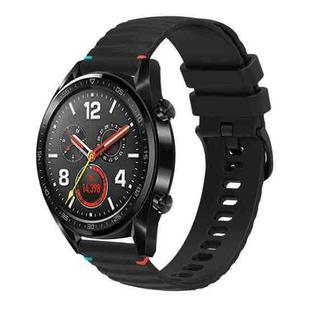 For Huawei Watch GT Wavy Dotted Stitched 22mm Silicone Watch Band(Black)