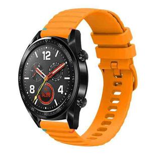 For Huawei Watch GT Wavy Dotted Stitched 22mm Silicone Watch Band(Amber Yellow)