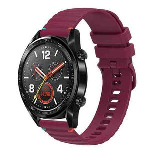 For Huawei Watch GT Wavy Dotted Stitched 22mm Silicone Watch Band(Wine Red)