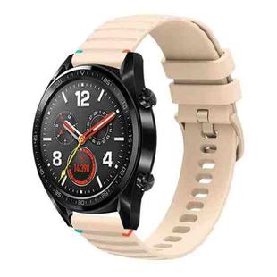 For Huawei Watch GT Wavy Dotted Stitched 22mm Silicone Watch Band(Cream Coloured)