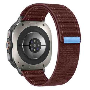 For Samsung Galaxy Watch Ultra 47mm Sea Wave Texture Nylon Hook and Loop Fastener Watch Band(Wine Red)