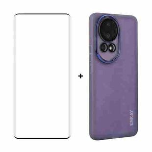 For Huawei nova 12 Pro ENKAY Hat-Prince Translucent Matte TPU Phone Case with Lens Film + 3D Hot Bending Film(Purple)