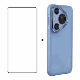 For Huawei Pura 70 Pro / 70 Pro+ ENKAY Hat-Prince Translucent Matte TPU Phone Case with Lens Film + 3D Hot Bending Film(Blue)