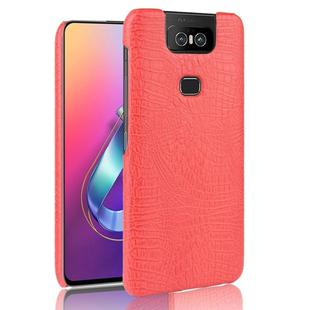 Shockproof Crocodile Texture PC + PU Case for Asus Zenfone 6/6Z ZS630KL(Red)