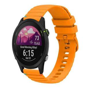 For Garmin Forerunner 255 Music Wavy Dotted Stitched 22mm Silicone Watch Band(Amber Yellow)