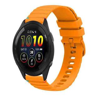 For Garmin Forerunner 265 Music Wavy Dotted Stitched 22mm Silicone Watch Band(Amber Yellow)