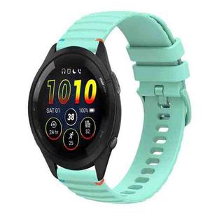 For Garmin Forerunner 265 Music Wavy Dotted Stitched 22mm Silicone Watch Band(Teal Green)