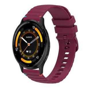 For Garmin Venu 3 Wavy Dotted Stitched 22mm Silicone Watch Band(Wine Red)