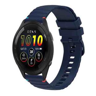 For Garmin Forerunner 265 Wavy Dotted Stitched 22mm Silicone Watch Band(Navy Blue)