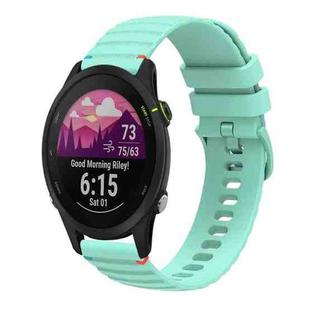 For Garmin Forerunner 255 Wavy Dotted Stitched 22mm Silicone Watch Band(Teal Green)