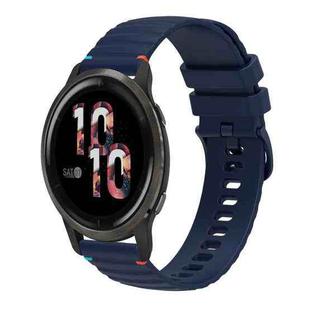 For Garmin Venu 2 Wavy Dotted Stitched 22mm Silicone Watch Band(Navy Blue)