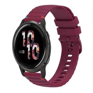 For Garmin Venu 2 Wavy Dotted Stitched 22mm Silicone Watch Band(Wine Red)