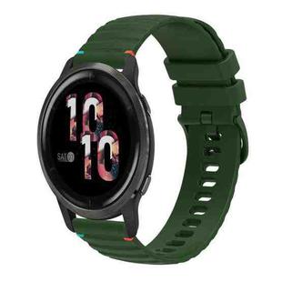 For Garmin Venu 2 Wavy Dotted Stitched 22mm Silicone Watch Band(Army Green)