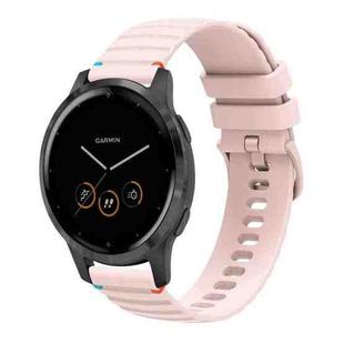 For Garmin Vivoactive 4 Wavy Dotted Stitched 22mm Silicone Watch Band(Rose Pink)