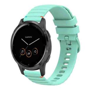 For Garmin Vivoactive 4 Wavy Dotted Stitched 22mm Silicone Watch Band(Teal Green)