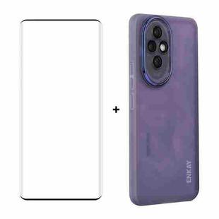 For Honor 200 Pro ENKAY Hat-Prince Translucent Matte TPU Phone Case with Lens Film + 3D Hot Bending Film(Purple)