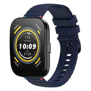 For Amazfit Watch Bip 5 Wavy Dotted Stitched 22mm Silicone Watch Band(Navy Blue)