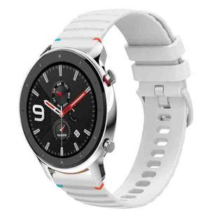 For Amazfit Watch GTR 4 Wavy Dotted Stitched 22mm Silicone Watch Band(White)