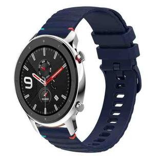 For Amazfit Watch GTR 4 Wavy Dotted Stitched 22mm Silicone Watch Band(Navy Blue)