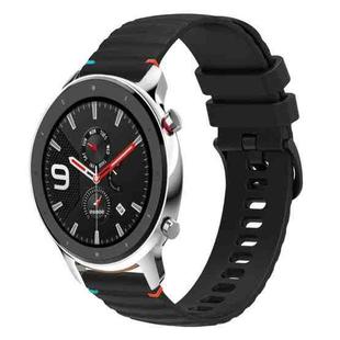 For Amazfit Watch GTR 4 Wavy Dotted Stitched 22mm Silicone Watch Band(Black)