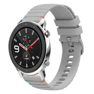 For Amazfit Watch GTR 4 Wavy Dotted Stitched 22mm Silicone Watch Band(Gray)