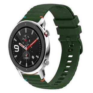 For Amazfit Watch GTR 4 Wavy Dotted Stitched 22mm Silicone Watch Band(Army Green)