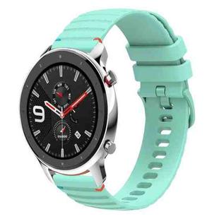 For Amazfit Watch GTR 4 Wavy Dotted Stitched 22mm Silicone Watch Band(Teal Green)