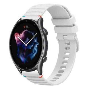 For Amazfit Watch GTR 3 Wavy Dotted Stitched 22mm Silicone Watch Band(White)