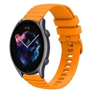 For Amazfit Watch GTR 3 Wavy Dotted Stitched 22mm Silicone Watch Band(Amber Yellow)