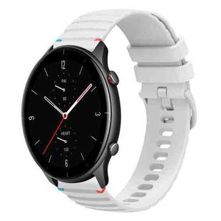 For Amazfit Watch GTR 2e Wavy Dotted Stitched 22mm Silicone Watch Band(White)