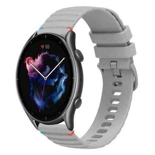 For Amazfit Watch Sport 3 Wavy Dotted Stitched 22mm Silicone Watch Band(Gray)